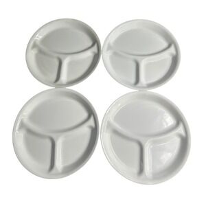 Corelle Corning Winter Frost White Divided Dinner Plates 10.25" Set of 4 USA